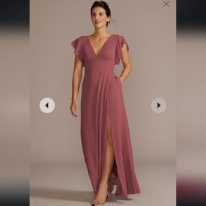 Flutter Sleeve Bridesmaid Dress with Cascade | Chianti